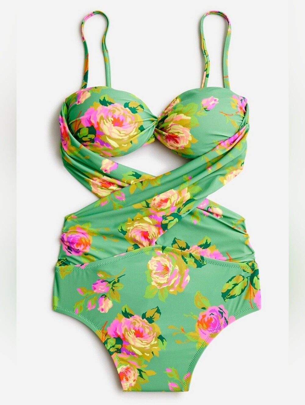 J. Crew Crisscross Cutout Bandeau One-Piece in Rose Garden  Size 4 NWT